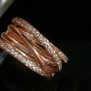 Authentic Pandora rose gold ring with clear CZ #56